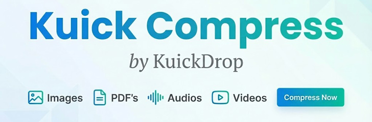 KuickCompress by Kuickdrop. The fastest way to compress PDF, Image, and Video files. Better than Quick Compress tools—secure, free, and linked to high-speed transfer.